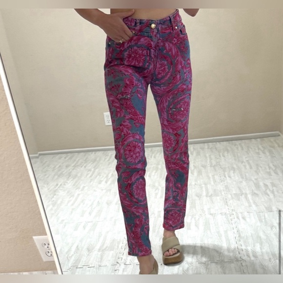 Vintage Versace Floral painted Jeans - Picture 6 of 15